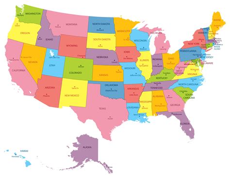 A picture of a map of the United States of America